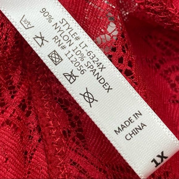 Plus Dark Red Bralette Hourglass Back Lace w.Pads - Picture 9 of 13